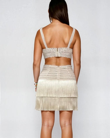 Island Muse Fringe Set - Natural - Palazzo Couture Online