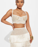 Island Muse Fringe Set - Natural - Palazzo Couture Online
