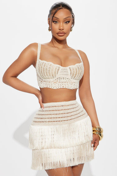 Island Muse Fringe Set - Natural - Palazzo Couture Online