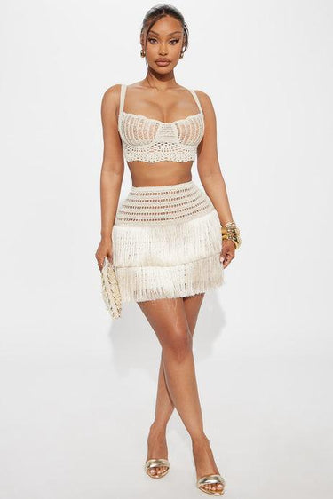 Island Muse Fringe Set - Natural - Palazzo Couture Online