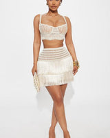 Island Muse Fringe Set - Natural - Palazzo Couture Online