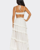 Island Muse Ruffle Two - Piece Set Maxi Dress ivory - Palazzo Couture Online