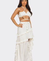 Island Muse Ruffle Two - Piece Set Maxi Dress ivory - Palazzo Couture Online