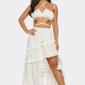 Island Muse Ruffle Two - Piece Set Maxi Dress ivory front view showing full-length maxi silhouette