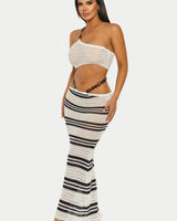 Island Rhythm Crochet 2 - Piece Set Skirt Set - white/Black - Palazzo Couture Online