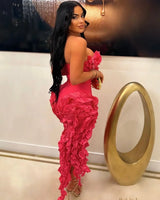 It Girl Midi Dress (Pink) showing sophisticated detailing