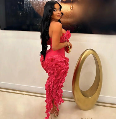 It Girl Midi Dress (Pink) showing sophisticated detailing