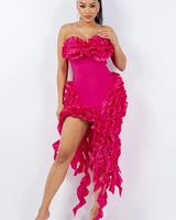 It Girl Midi Dress (Pink) front view showing full midi length silhouette