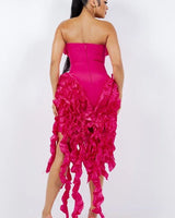 It Girl Midi Dress (Pink) side view highlighting midi hemline