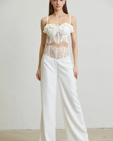 Women's White pant set matching style back view