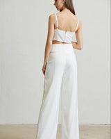 Elegant White matching two piece pant set styled for going out