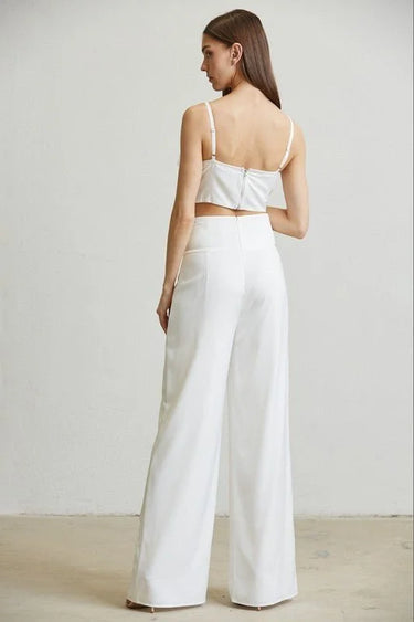 Elegant White matching two piece pant set styled for going out