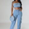 Jances Denim Pant Set with Tube Top and High-Waist Jeans front view showing complete two piece pant set