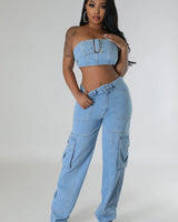Women's Waist Jeans matching pant set from Palazzo Couture collection