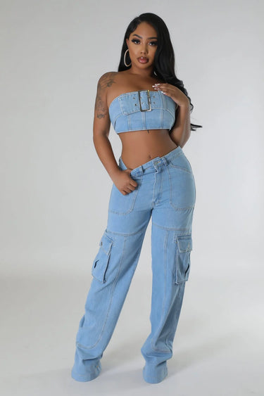 Women's Waist Jeans matching pant set from Palazzo Couture collection