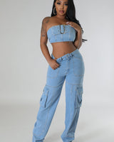 Jances Pant Set (Denim) - Palazzo Couture Online