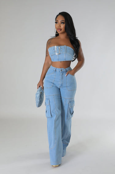 Jances Pant Set (Denim) - Palazzo Couture Online