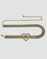 Jazmin Heart Rhinestone Chain Belt (Gold) - Palazzo Couture Online