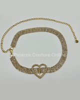 Jazmin Heart Rhinestone Chain Belt (Gold) - Palazzo Couture Online