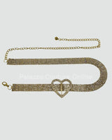 Jazmin Heart Rhinestone Chain Belt (Gold) for women - fashion belt by Palazzo Couture