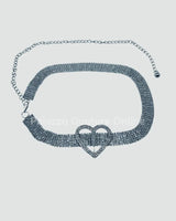 Jazmin Heart Rhinestone Chain Belt (Silver) for women - fashion belt by Palazzo Couture