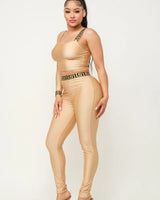 Women's Mocha pant set crop top style back view