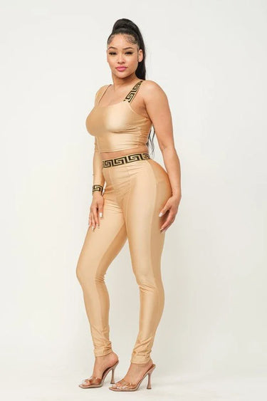 Women's Mocha pant set crop top style back view