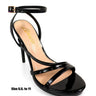Jordie Black Strappy Heels with Patent Finish & Ankle Strap for women - stylish heels by Palazzo Couture