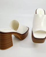 Just Chilling Thick Heeled Platform Slide Sandals (White ) - Palazzo Couture Online