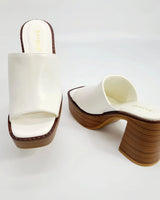 Just Chilling Thick Heeled Platform Slide Sandals (White ) - view 3