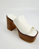 Just Chilling Thick Heeled Platform Slide Sandals (White ) - Palazzo Couture Online