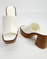 Just Chilling Thick Heeled Platform Slide Sandals (White ) - Palazzo Couture Online