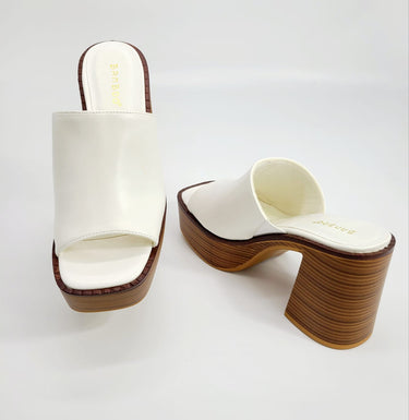 Just Chilling Thick Heeled Platform Slide Sandals (White ) - Palazzo Couture Online