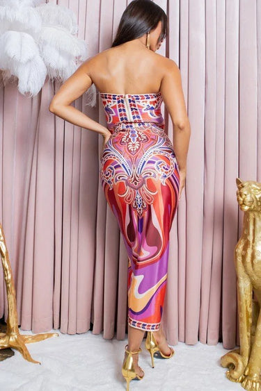 Women's Red skirt set matching style back view