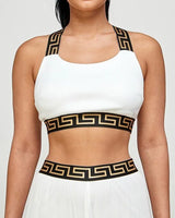 Women's White pant set palazzo style back view