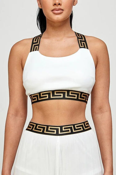 Women's White pant set palazzo style back view