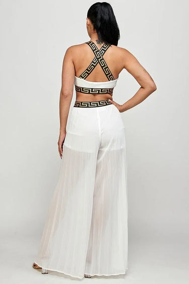 Kalira Palazzo Pants Set white side view showing pants silhouette and fit