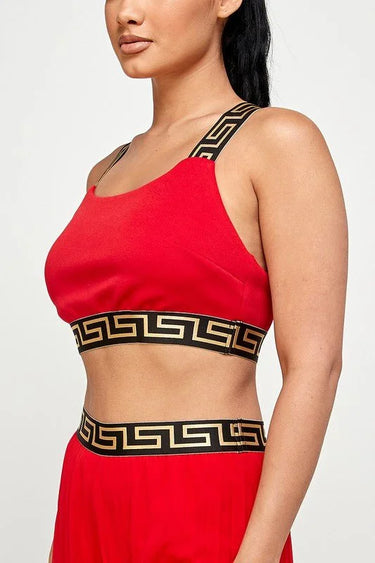 Women's Red pant set palazzo style back view
