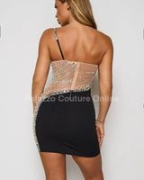 Women's Black mini dress elegant style back view