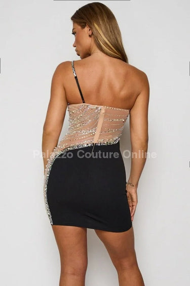Women's Black mini dress elegant style back view