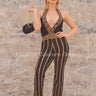 Kelly Knit Jumpsuit (Black/Khaki) - Palazzo Couture Online