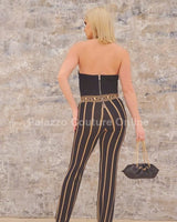 Kelly Knit Jumpsuit (Black/Khaki) - Palazzo Couture Online