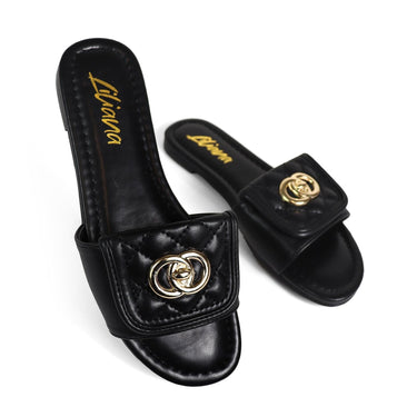 Kendry Charm Slip - On Sandals Black - Palazzo Couture Online