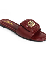 Kendry Charm Slip - On Sandals Burgundy - Palazzo Couture Online