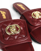 Kendry Charm Slip - On Sandals Burgundy - Palazzo Couture Online