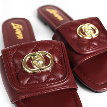 Kendry Charm Slip - On Sandals Burgundy - Palazzo Couture Online