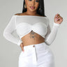 Khloie White Crop Top with Sheer Long Sleeves for women - crop top by Palazzo Couture