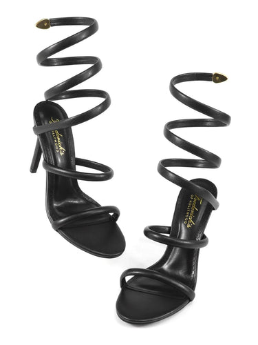Kim Spiral Heels -Black - chic shoes by Palazzo Couture
