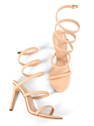 Kim Spiral Heels -Nude - elegant heels for going out and events