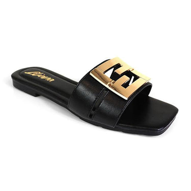 Kira Signature Flat Sandals Black - Palazzo Couture Online